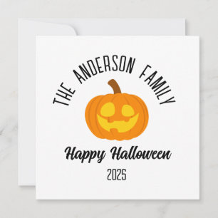 Halloween Lichtgevend Pompoenengezicht Gepersonali Feestdagenkaart