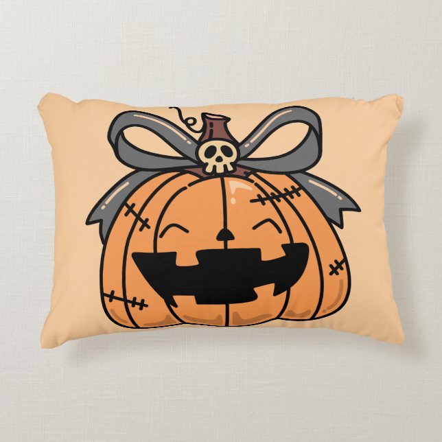 Halloween,Lief Gezicht Pompoen, Grappig ,Jack O' L Accent Kussen (Voorkant)