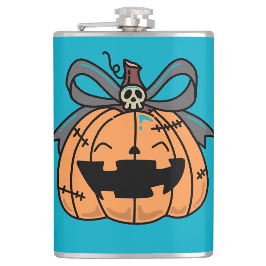 Halloween,Lief Gezicht Pompoen, Grappig ,Jack O' L Heupfles (Voorkant)