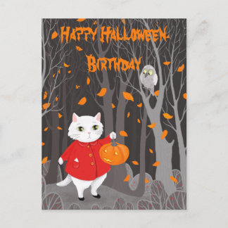 Halloween Lief Katje & Jack-o'-lantern Pompoen Briefkaart
