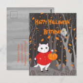 Halloween Lief Katje & Jack-o'-lantern Pompoen Briefkaart (Voorkant / Achterkant)