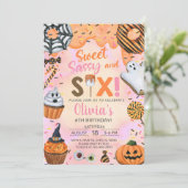 Halloween Lief sassy zes meisje 6e verjaardag uitn Kaart (Staand voorkant)