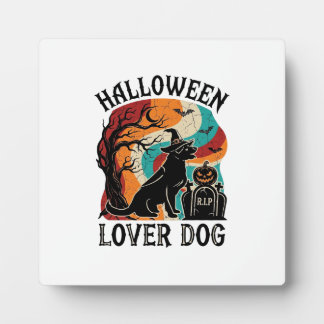 Halloween Liefhebber Hond Heks Hoed Pompoen Grafst Fotoplaat