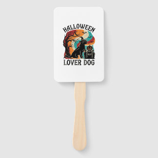 Halloween Liefhebber Hond Heks Hoed Pompoen Grafst Handwaaier