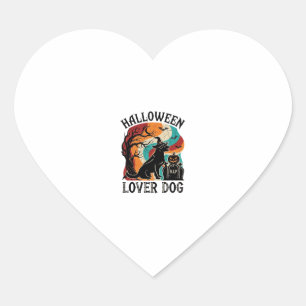 Halloween Liefhebber Hond Heks Hoed Pompoen Grafst Hart Sticker