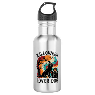 Halloween Liefhebber Hond Heks Hoed Pompoen Grafst Waterfles