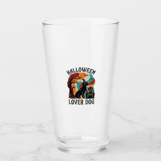 Halloween Liefhebber Hond Heksenhoed Pompoen Grafs Glas (Voorkant)