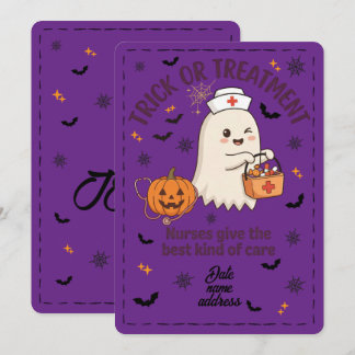 Halloween Lieve Geest Verpleegster Trick or Treatm Kaart