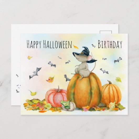 Halloween Lieve Heks Muis  Postkaart (Voorkant / Achterkant)