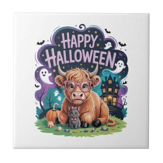 Halloween Lieve Hoogland Koe (2) Tegeltje (Voorkant)