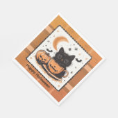 Halloween Lieve Kat Pompoen Servet (Hoek)