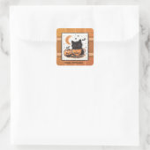 Halloween Lieve Kat Pompoen Vierkante Sticker (Tas)