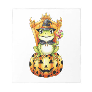 Halloween Lieve Kikker op Pompoen Notitieblok
