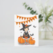 Halloween Lieve Kleine Heks  Ansichtkaart Briefkaart (Staand voorkant)