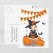 Halloween Lieve Kleine Heks  Ansichtkaart Briefkaart (Voorkant / Achterkant)