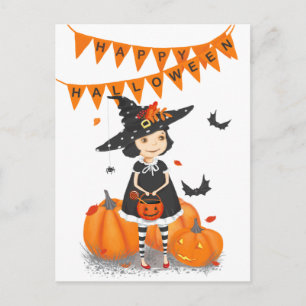 Halloween Lieve Kleine Heks  Ansichtkaart Briefkaart