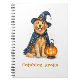 Halloween Lieve Tovenaar Golden Retriever Notitieboek