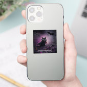 Halloween Lieve Zwarte Kat Vampier Sticker (Telefoon)
