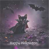 Halloween Lieve Zwarte Kat Vampier Sticker (Voorkant)