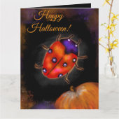 Halloween lieveheersbeestje kaart (Gele Bloem)