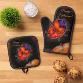 Halloween lieveheersbeestje ovenwant & pannenlap set