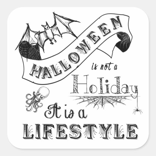 Halloween Lifestyle Chalk Art Vierkante Sticker (Voorkant)