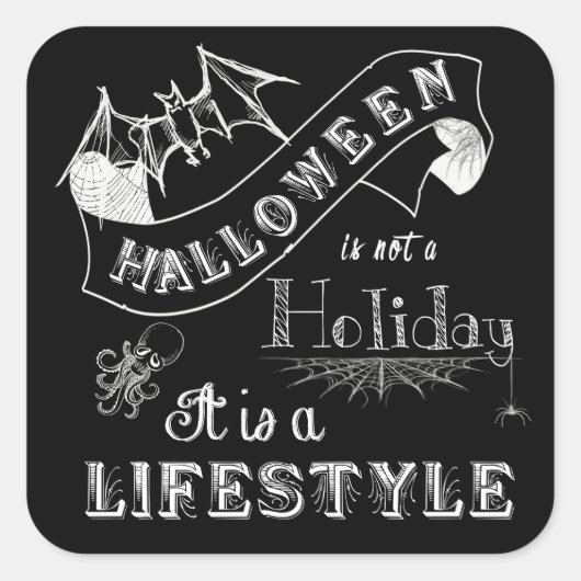 Halloween Lifestyle Chalk Art Vierkante Sticker (Voorkant)