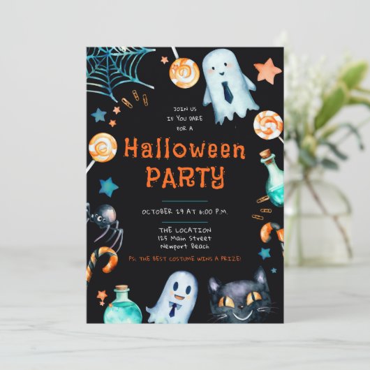 Halloween Lijst Zakelijk Zakelijk Kantoor Party Kaart (Staand voorkant)