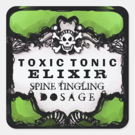 Halloween Lime Groen & Zwart Vierkante Drink Label