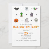 Halloween Line Iconen Halloween Party Uitnodiging (Voorkant)