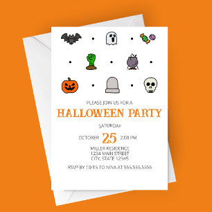 Halloween Line Iconen Halloween Party Uitnodiging