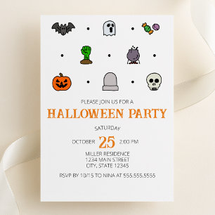 Halloween Line Iconen Halloween Party Uitnodiging