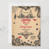 Halloween lingerie douche zwart rood heksenfeest kaart (Voorkant)