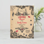 Halloween lingerie douche zwart rood heksenfeest kaart (Staand voorkant)