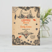 Halloween lingerie douche zwarte kant heksenbrunch kaart (Staand voorkant)