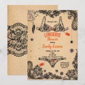 Halloween lingerie douche zwarte kant heksenbrunch kaart (Voorkant / Achterkant)