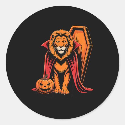 Halloween Lion Coffin Lions  Ronde Sticker (Voorkant)