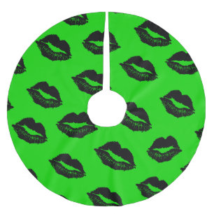 Halloween Lips Pattern Green Black Kerstboom Rok