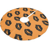Halloween Lips Pattern Oranje Black Kerstboom Rok (Gekanteld)