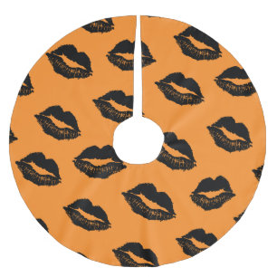 Halloween Lips Pattern Oranje Black Kerstboom Rok