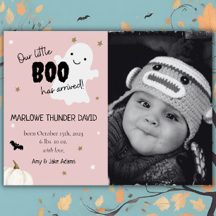 Halloween Little Boo Baby Geboorte Foto Aankondigi Aankondiging