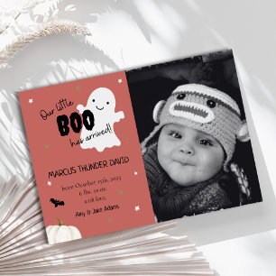 Halloween Little Boo Baby Geboorte Foto Aankondigi Aankondiging
