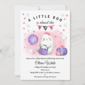 Halloween Little Boo Baby Girl Shower Invitation Kaart (Voorkant)