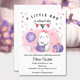 Halloween Little Boo Baby Girl Shower Invitation Kaart