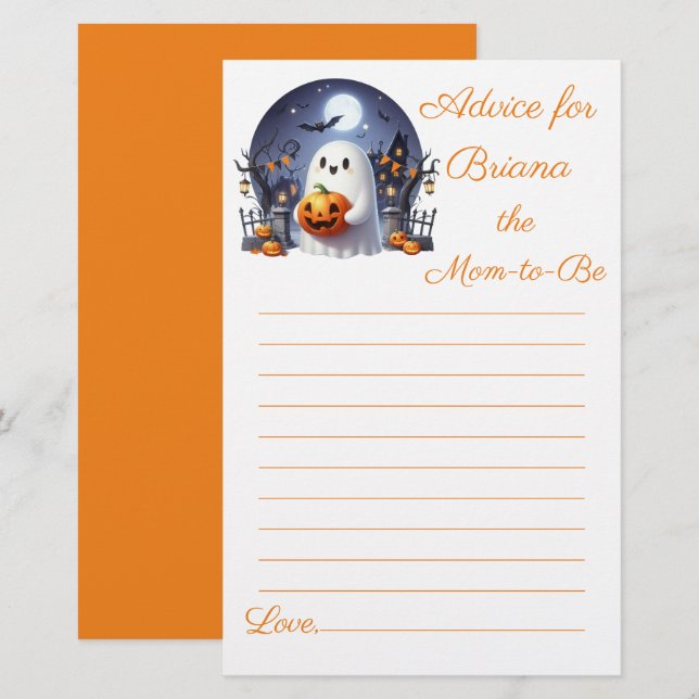 Halloween Little Boo Baby shower Advies voor mama (Voorkant / Achterkant)