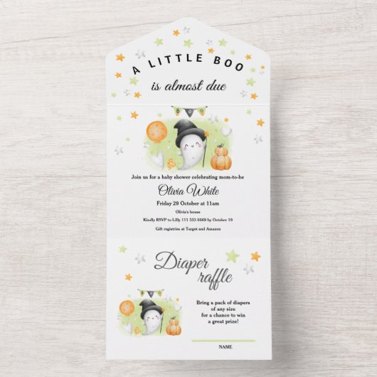 Halloween Little Boo Baby shower All In One Uitnodiging (Binnen)