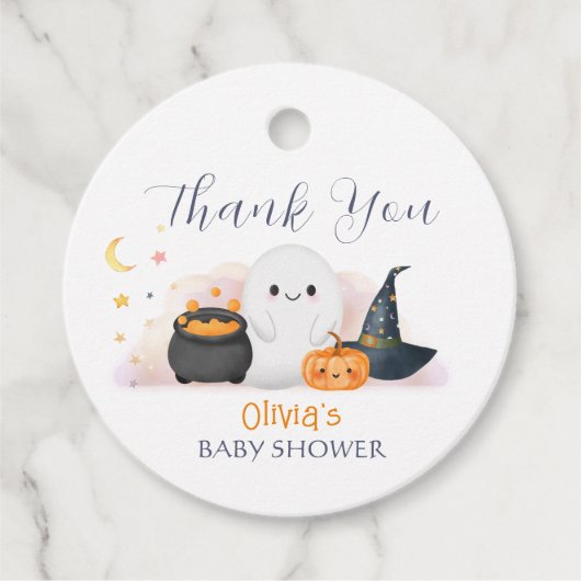 Halloween Little Boo Baby shower Bedankt Bedankjes Labels (Voorkant)