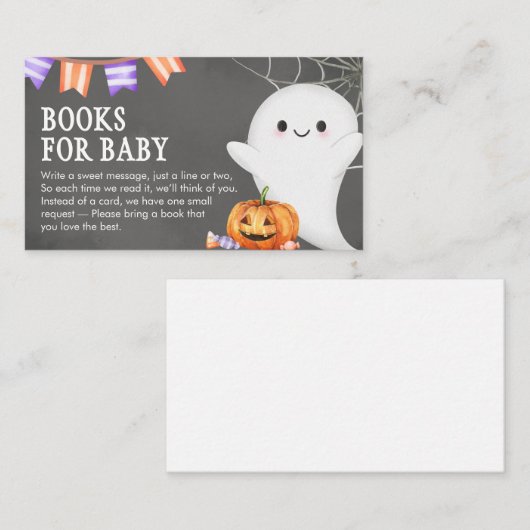 Halloween Little Boo Baby shower Boeken voor Baby Informatiekaartje (Voorkant / Achterkant)