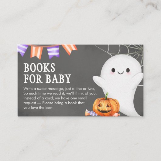 Halloween Little Boo Baby shower Boeken voor Baby Informatiekaartje (Voorkant)