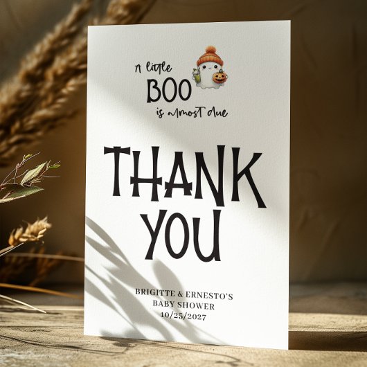 Halloween Little Boo Baby shower Flat Bedankkaart